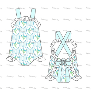 Abbigliamento per <span class=keywords><strong>Bambina</strong></span>, Tutina Estiva con Stampa Floreale, Volant e Pizzo Traforato, Pagliaccetto a Bolle per Neonata, Outfit per <span class=keywords><strong>Bambina</strong></span> - Product Image 4