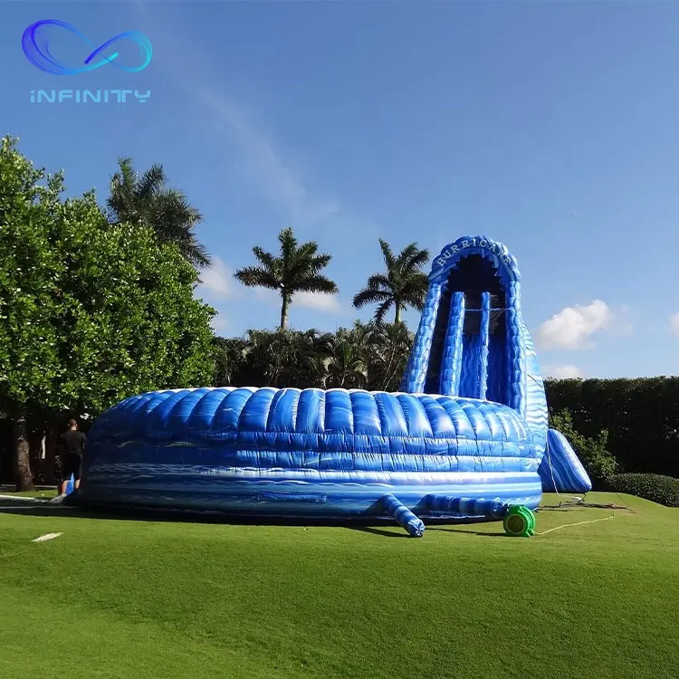 The 40 ft Tall 2 Lane Water Slide inflat tunnel water slide giant inflatable water slide for sale