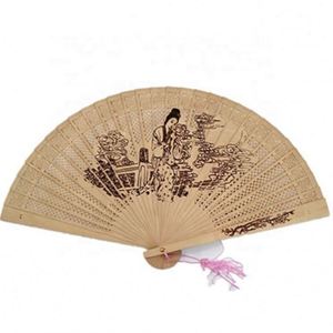 Abanico Plegable Chino de Madera de Sándalo de 8 Pulgadas con Borla, Recuerdos de Boda y Regalos de Cumpleaños, Abanicos de Mano - Product Image 4