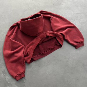 OEM Custom Print Hoodie Vintage Streetwear Zip Up Cotton Fleece Boxy Fit Logo Design Premium <b>Men</b> Hoodie - Product Image 3