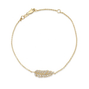 젬넬 황동 18k 금도금 참 큐빅 지르코니아 쥬얼리 잎사귀 참 펜던트 팔찌 - Product Image 1