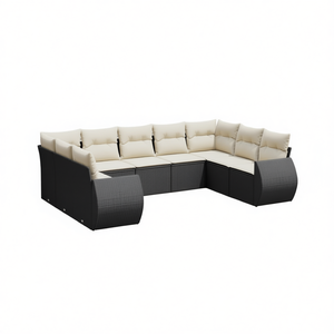 Conjunto de Sofás de Jardín en Negro y Crema, Muebles de Ratán para Exteriores con Cojines de Espuma de Alta Densidad, Diseño Contemporáneo Impermeable - Product Image 1