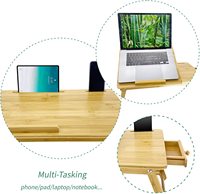 Support d'ordinateur portable pliable et réglable de haute qualité, plateau de petit-déjeuner, étagère de bureau, table de lit en bambou, tiroir de rangement