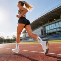 Chaussettes de sport professionnelles en spandex pour l'hiver, pour hommes et femmes - Chaussettes épaisses à semelle en tissu éponge antidérapantes pour la course à pied, le fitness, le badminton et le tennis