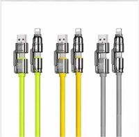 Câble de données en silicone avec tête en alliage d'aluminium en forme de balle 240W, chargeur super rapide 4-en-1 compatible avec tous les téléphones mobiles.