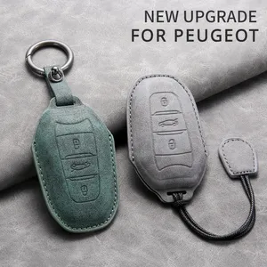 2 Étuis en cuir pour clés de voiture Peugeot 308 408 2008 <span class=keywords><strong>3008</strong></span> 4008 5008 Citroën C4 C4L C6 C3-XR Picasso DS3 DS4 DS5 <span class=keywords><strong>Porte</strong></span>-clés - Product Image 4