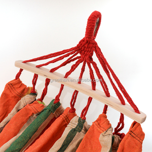 150Cm Rộng Dải Màu Cam Cozzy Brazil Võng Đôi Với Gỗ Spreader Thanh Cho Ngoài Trời - Product Image 3