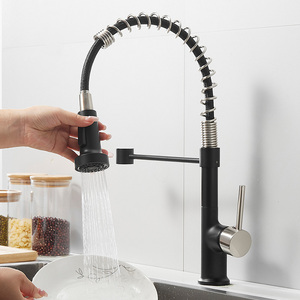 Brass Brushed Nickel Kitchen Taps Single Handle Pull Out Pull <b>Down</b> Spring 2 Way Water Outlet Kitchen Tap AT9884BN Kitchen Tap - Product Image 1