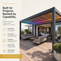 Pergola bioclimatique en aluminium Greenawn Professional avec lames orientables, système de portes en verre étanche et résistant au vent