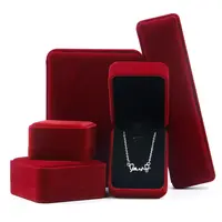 Caixa de armazenamento luxuosa de jóias, embalagem softly personalizada de logotipo colar, caixa de presente, veludo vermelho e preto