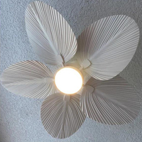 Ventilateur décoratif de plafond éclairé avec lumière, 52 feuilles antiques, branche de fleur, feuille de palmier ABS, télécommande