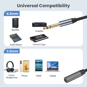 6.35mm 1/4" Mono Male to 3.5mm 1/8" TS Mono Male 90 Degree Right Angle <strong>Plug</strong> Adapter Audio Cable Cord - Product Image 3