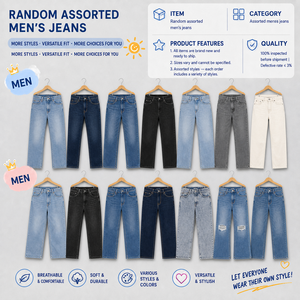 Assortiment de jeans pour hommes, modèles variés : coupe droite, fuselée, slim, jambe large, référence 2026.4, origine CN/GUA, vente en gros, décontracté, été. - Product Image 5