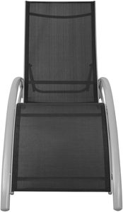 <span class=keywords><strong>Silla</strong></span> Reclinable Plegable Moderna de Aluminio Negro <span class=keywords><strong>con</strong></span> <span class=keywords><strong>Respaldo</strong></span> Ajustable y Cojín de Teslin para Playa, Jardín y Césped - Product Image 2