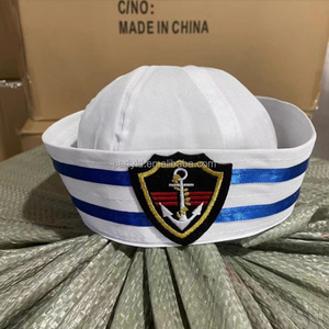 Sombrero <span class=keywords><strong>de</strong></span> yate <span class=keywords><strong>marinero</strong></span> bordado ajustable blanco unisex al por mayor gorra azul marino para fiestas y festivales - Product Image 4