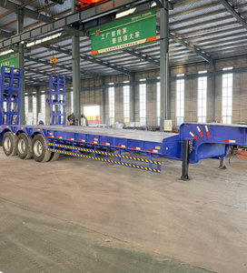 Semi-remorque à plateau bas à 4 essieux, plateforme basse rétractable avec échelle hydraulique, remorques de camion à vendre - Product Image 2