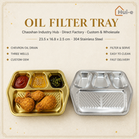 Plaque de cuisson coréenne en acier inoxydable à trois compartiments pour barbecue, avec égouttoir à huile, plateau de service divisé, compatible lave-vaisselle