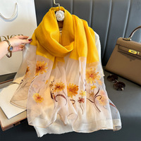 Vente chaude Nouveau Jacquard Soie Mélange Foulards 70*190CM Soie Laine Châles Tête Wraps Dames Fleur Brodé Soie Organza Écharpe Hijab