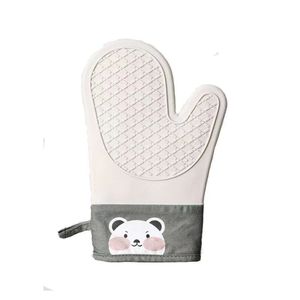 Oven Mitts Thickened Silicone 28cm Little <b>Bear</b> Pattern Heat Resistant Kitchen Baking Gloves - Product Image 3