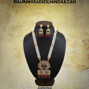 Traditional Indian Wedding & Engagement Jewelry Set with Zircon Gold Plated Alloy Necklace and Earrings for Anniversary Parties - Product Image 2