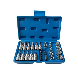 34 Pcs 3/8 Inch Drive Torx Torque Tork Star Bit Tool Kit Wrench Set Impact Sockets Set