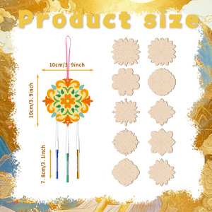 Carillon éolien Mandala en peuplier - Kit de décoration artisanal à finir soi-même, gravé au laser, pour la maison - Product Image 3