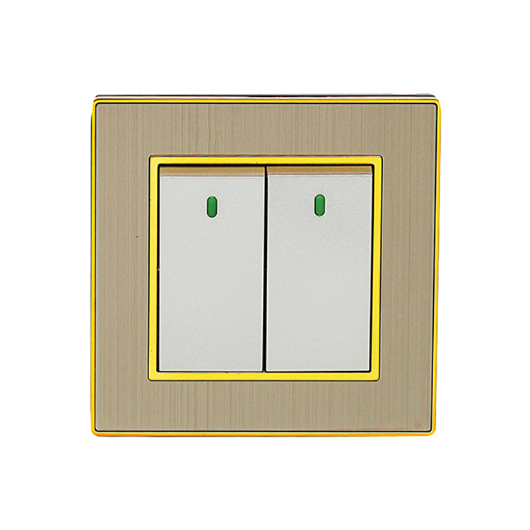 Vnx 2026 Hot Selling 10A Wall Switch 2 Gang Two Way Plate Switch Acrylic and Wire Drawing Color Electrical Wall Switch