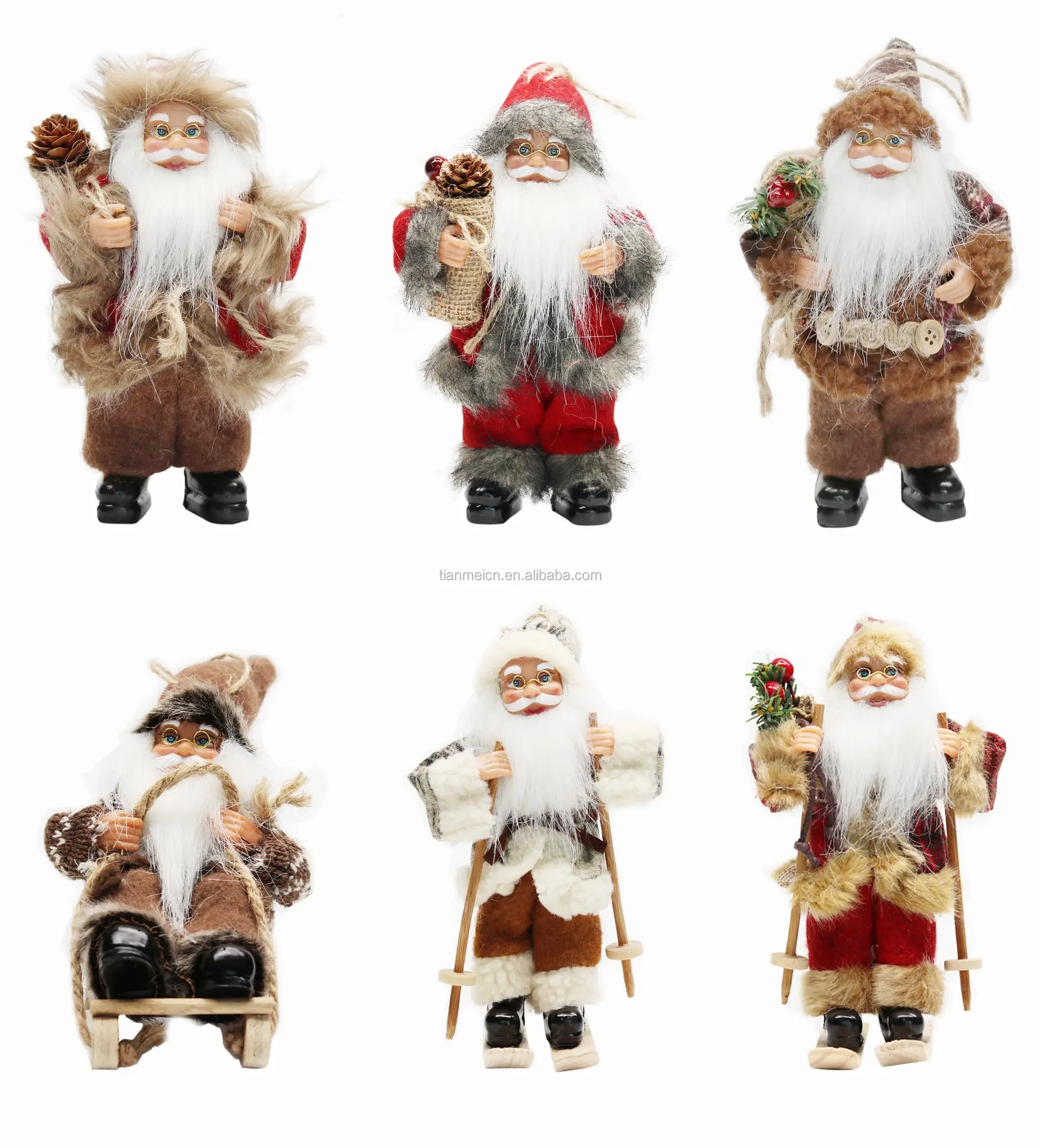 8"Inch Christmas Santa Claus Ornaments Decorations Tree Hanging Figurines Collection Doll Pendant Small Traditional Holding