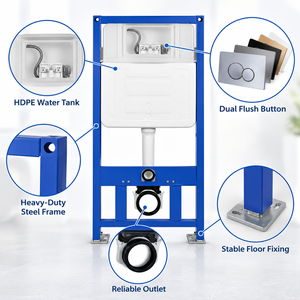 <span class=keywords><strong>Cisterna</strong></span> de Inodoro Moderna de Alta Resistencia HDPE, Empotrada en la Pared, con 5 Años de Garantía, para Baño, Hotel, Apartamento - Product Image 5