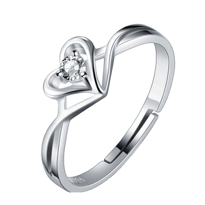 Bague Cœurs Romantiques en Argent Sterling 925 Rhodié, Moissanite Goutte d'Eau Tendance, Design Simple et Chic, Bijoux Fins pour Femme - Product Image 1