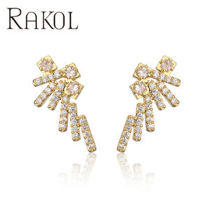 Pendientes de Botón Rakol EP5724 con Forma de Alas de Ángel, Chapados en Oro Real, Nuevos, Completos, para Mujer - Product Image 2