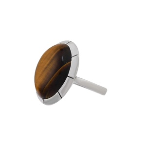 captivating silver <b>ring</b> featuring large oval <b>tigers</b> <b>eye</b> stone set jewelry collection - Product Image 1