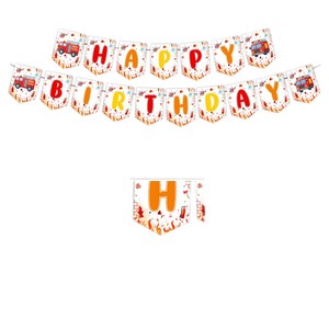 Fire Truck Party Supplies Birthday Decoration Set <b>Paper</b> Plates Cups <b>Tablecloth</b> Banner Disposable Kids 2-4 Years - Product Image 5