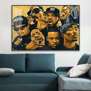 Pintura de porcelana de cristal rapero y Hip Hop, póster de arte de pared, lienzo impreso para decoración de sala de estar y dormitorio, Rap Legends