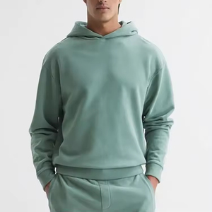 Sudadera con capucha para hombre con hombros caídos y algodón en blanco de fabricante - Product Image 2