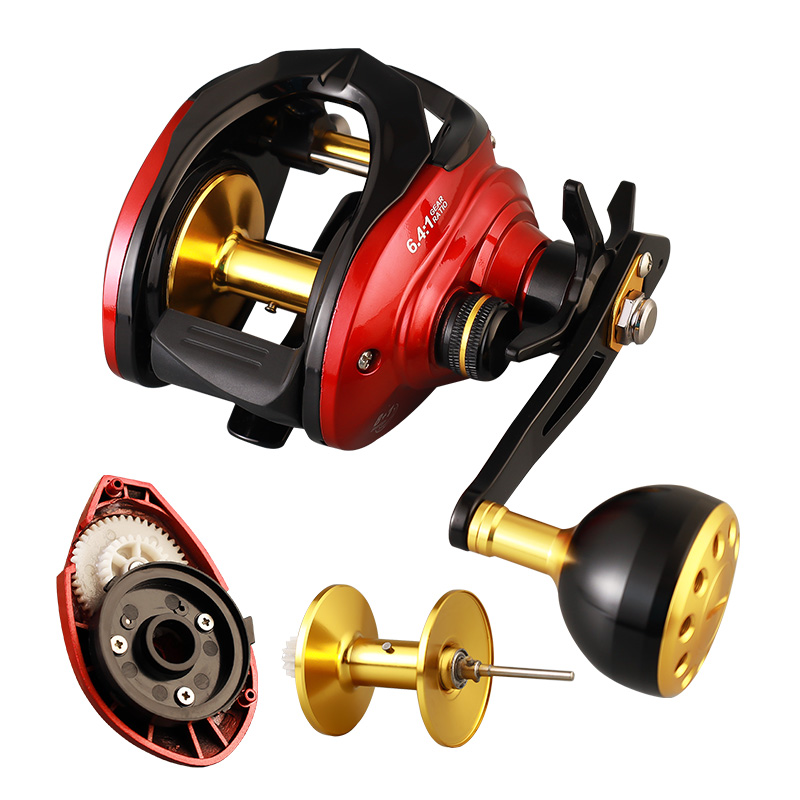Saltwater Baitcasting Fishing Reel, 6.4:1 Gear Ratio, 15kg Max Drag, 8+1BB, 260g for Ocean & Lake Fishing Saltwater Baitcasting Fishing Reel, 6.4:1 Gear Ratio, 15kg Max Drag, 8+1BB, 260g for Ocean & Lake Fishing