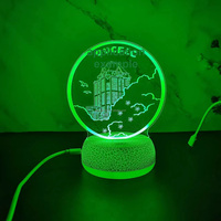 NOUVEAU Socle de lampe LED 3D blanc craquelé USB et batterie, capteur tactile RGB, changement de couleur 7 couleurs, socle de lampe de table rond en plastique pour acrylique