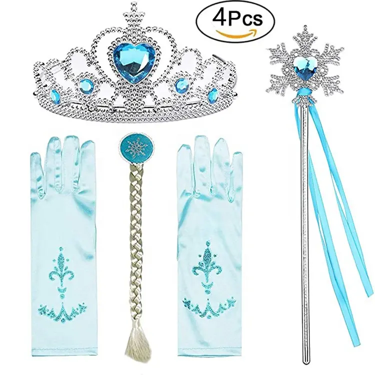 Accesorios de fiesta de vestir para disfraz de princesa guantes Tiara varita collar pendientes pulsera y anillo conjunto de regalo 6 uds