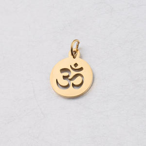 Liontin Kalung DIY dari Baja Anti Karat Berkilau, Bentuk Bulat Berongga dengan Kata-kata <span class=keywords><strong>OM</strong></span> - Product Image 2