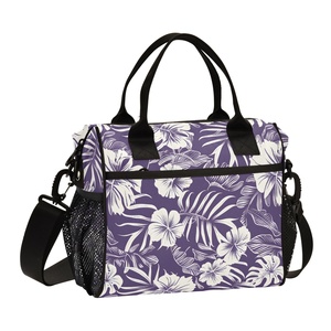 Reusable Aloha Lunch Bag Hawaii Flower Custom Print <b>Sublimation</b> Insulated Cooler Bag Lunch Tote with Adjustable Shoulder Strap - Product Image 1