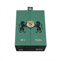 Boîte d'emballage de parfum verte personnalisée, à double ouverture, avec inserts en mousse de velours, coffret cadeau, ensemble de parfums, en carton réutilisable