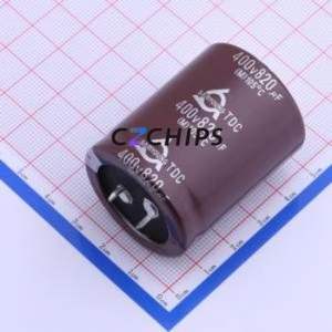 ตัวเก็บประจุอิเล็กโทรไลต์อะลูมิเนียมแบบ Snap-in รุ่น TDC 400V820 ขนาด 35*45 มม. ชนิด Through hole (THT) ขนาด D35xL45 มม. ความจุ 820uF 20% 400V ขา 10 มม. - Product Image 1