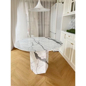 Dalle de marbre Statuario Bianco <span class=keywords><strong>grand</strong></span> <span class=keywords><strong>format</strong></span> pour tables consoles design et socles de <span class=keywords><strong>table</strong></span> <span class=keywords><strong>basse</strong></span> - Product Image 3