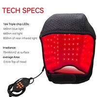 Gorro Profesional de Terapia de Luz Roja de 3 Longitudes de Onda (460nm, 660nm, 850nm) con LED para Uso Clínico