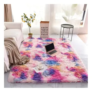 Factory Supplier custom modern decoration hotel tie dye Pink-purple soft fluffy floor carpets rugs for living room