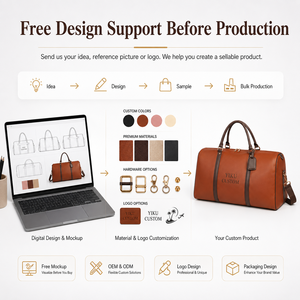 Borsa <span class=keywords><strong>da</strong></span> <span class=keywords><strong>Viaggio</strong></span> YIKU di Lusso in Pelle Vegana Bicolore Grande Capacità per il Weekend, Etichetta Privata per Brand di Influencer, MOQ 100 - Product Image 2
