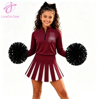 Ensemble de performance personnalisé avec logo d'équipe vintage, haut à manches longues et demi-zip, et jupe plissée – Vente en gros
