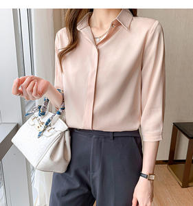 Blusa Blanca sin Arrugas para Mujer, Nueva Colección 2025, Camisa <span class=keywords><strong>de</strong></span> Satén para Oficina, Manga Larga, Ropa Formal para Entrevistas y Negocios - Product Image 2