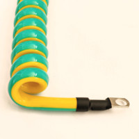 Fil de terre à ressort en cuivre isolé PVC de 4 mm avec borne en O et gaine TPU pour appareils électriques