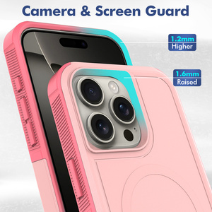 Coque de téléphone pour fille, couleur rose, avec aimant pour <span class=keywords><strong>iPhone</strong></span> 17 16 15 <span class=keywords><strong>14</strong></span> 13 <span class=keywords><strong>Pro</strong></span> <span class=keywords><strong>Max</strong></span>, protection antichoc, pare-chocs, coque <span class=keywords><strong>iPhone</strong></span> - Product Image 2